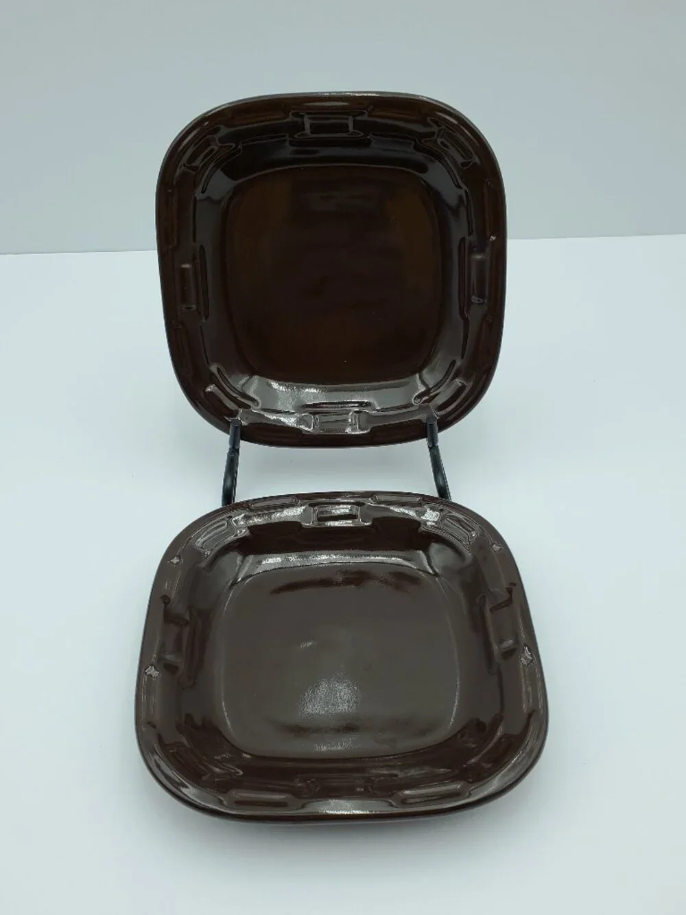 Longaberger Woven Traditions Chocolate Brown Square Appetizer Plates